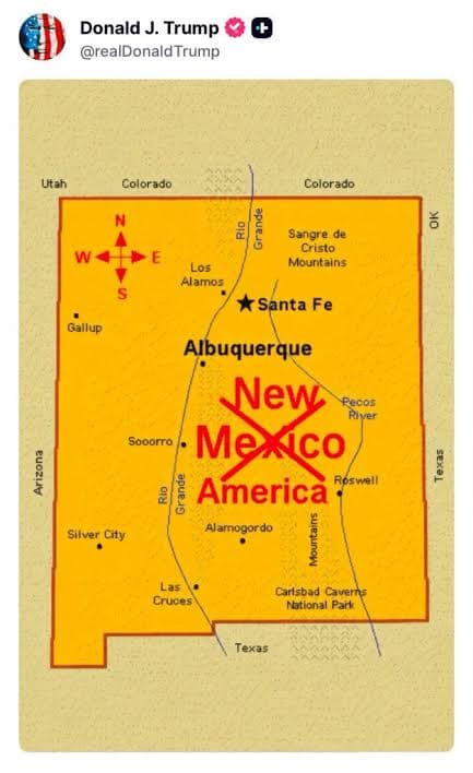 Trump propone llamar “Nueva América” a Nuevo México; ¿puede cambiar el nombre del estado?